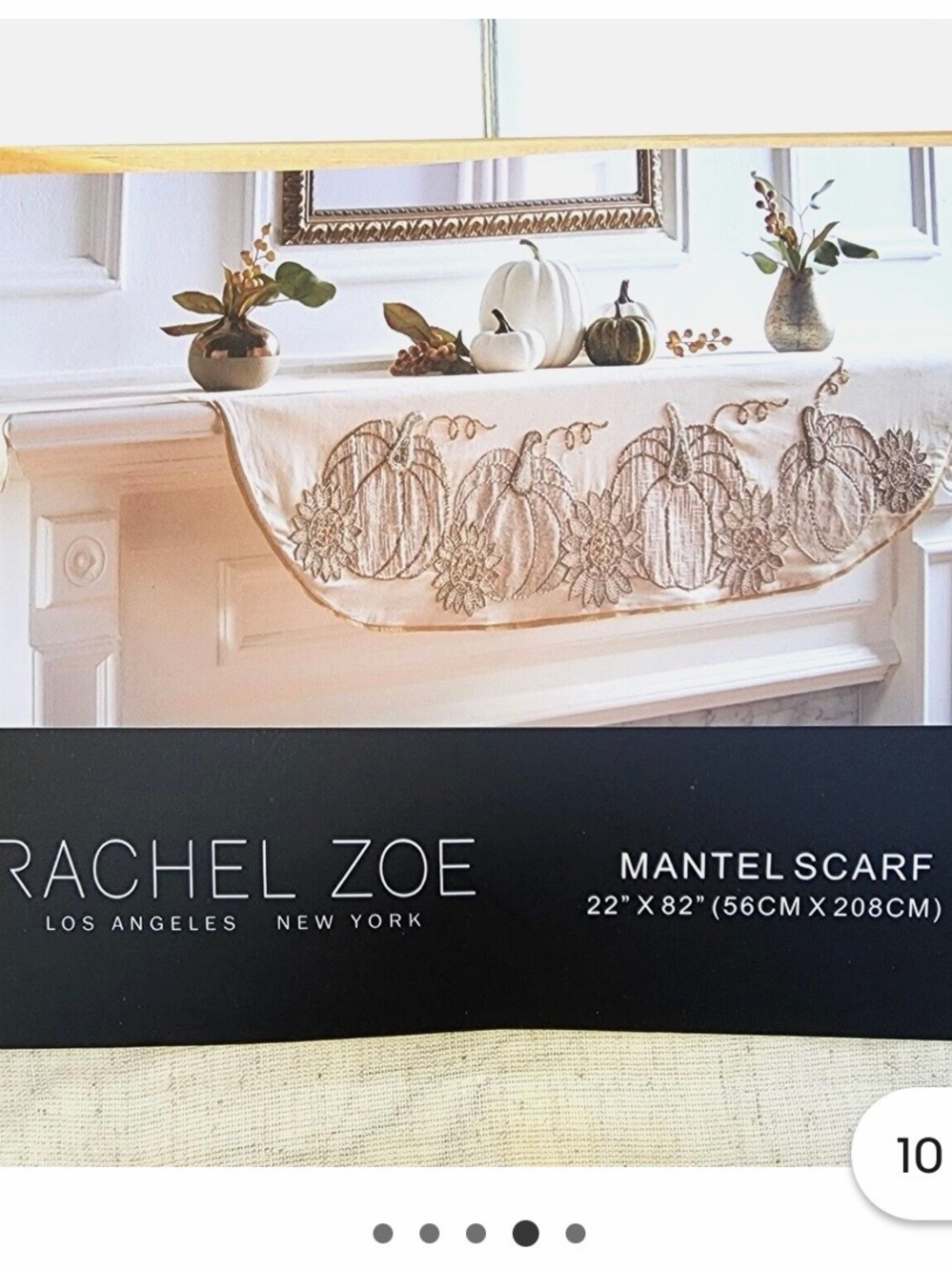 Rachel Zoe Cream Pumpkin & Sunflower Mantel Scarf